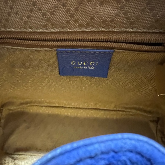 Gucci Blue Suede and Letter Bamboo Backpack - Picture 8 of 13